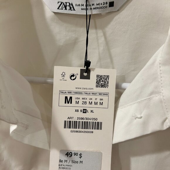 Zara Cropped Button Up Blouse - NEW WITH TAGS - Picture 2 of 3